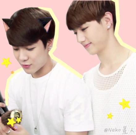 GOT7王嘉尔和朋友在一起小猫耳朵卖萌头像