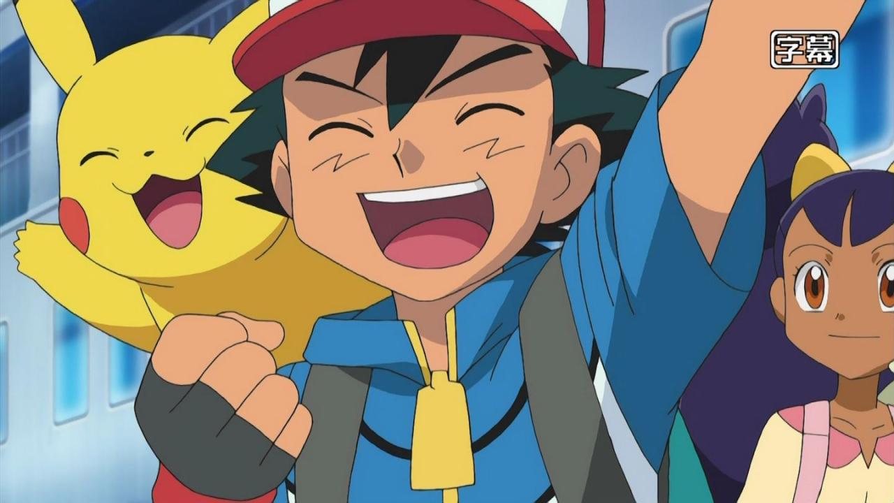 皮卡丘和小智一起兴奋的举手