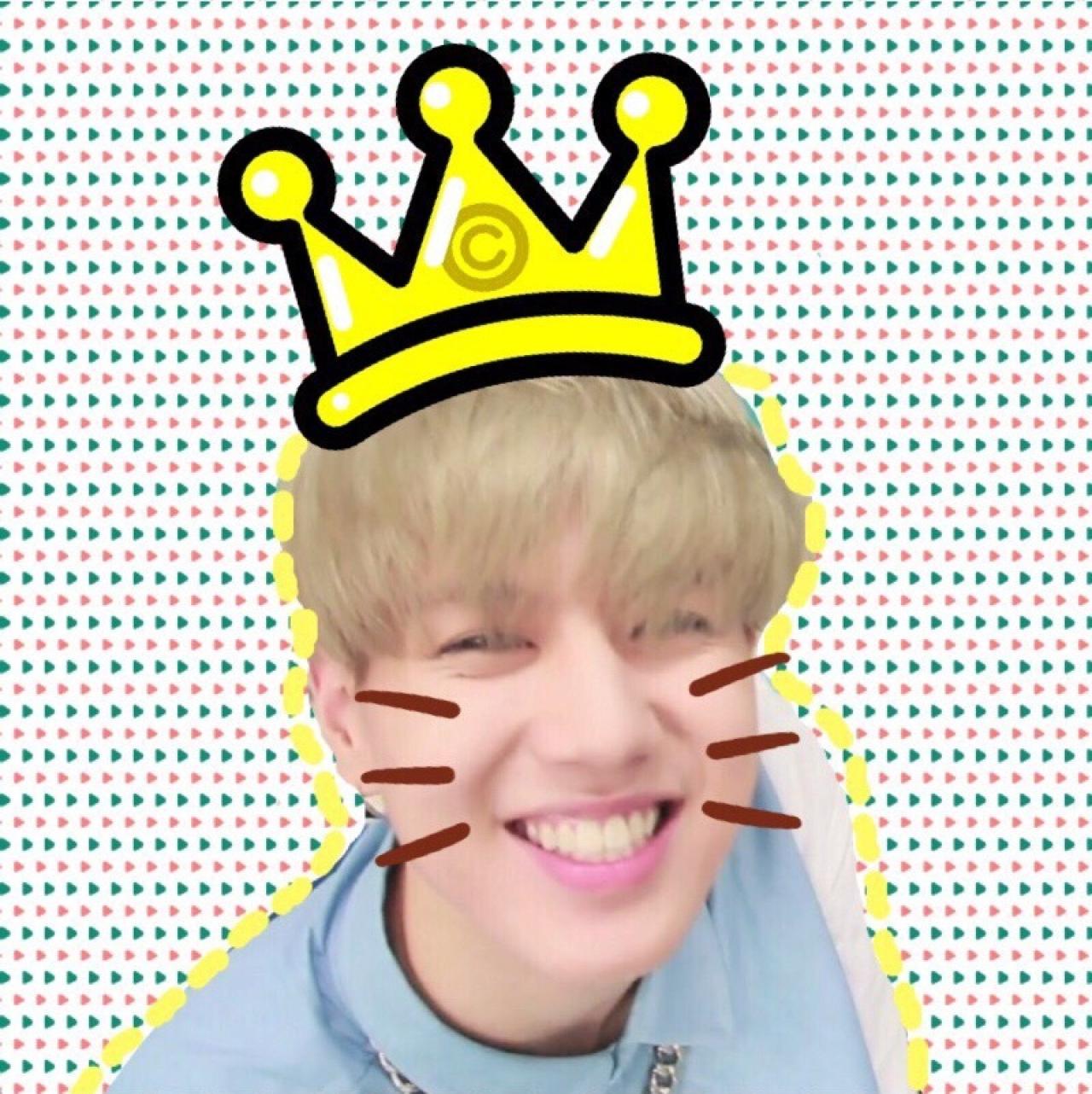 金宥谦戴着王冠，长着猫胡子的微笑头像