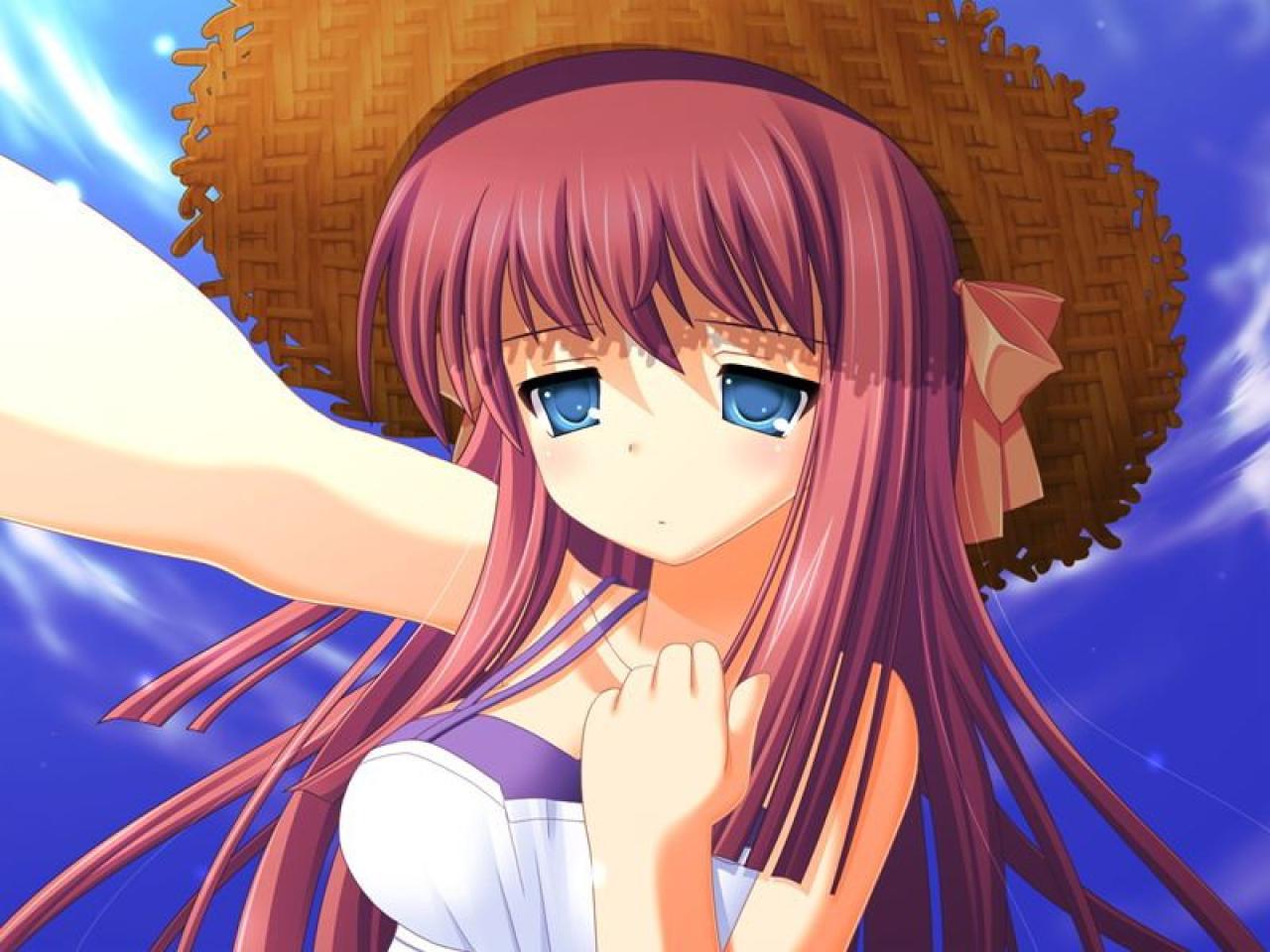 姫ノ宫深晴戴着太阳帽