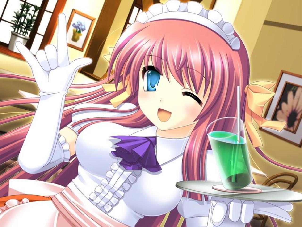 姫ノ宫深晴作女仆服务员端饮料