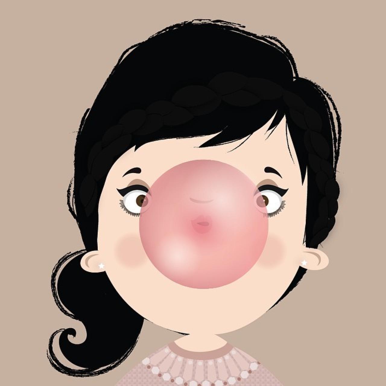 吹泡泡的可爱女生大头头像