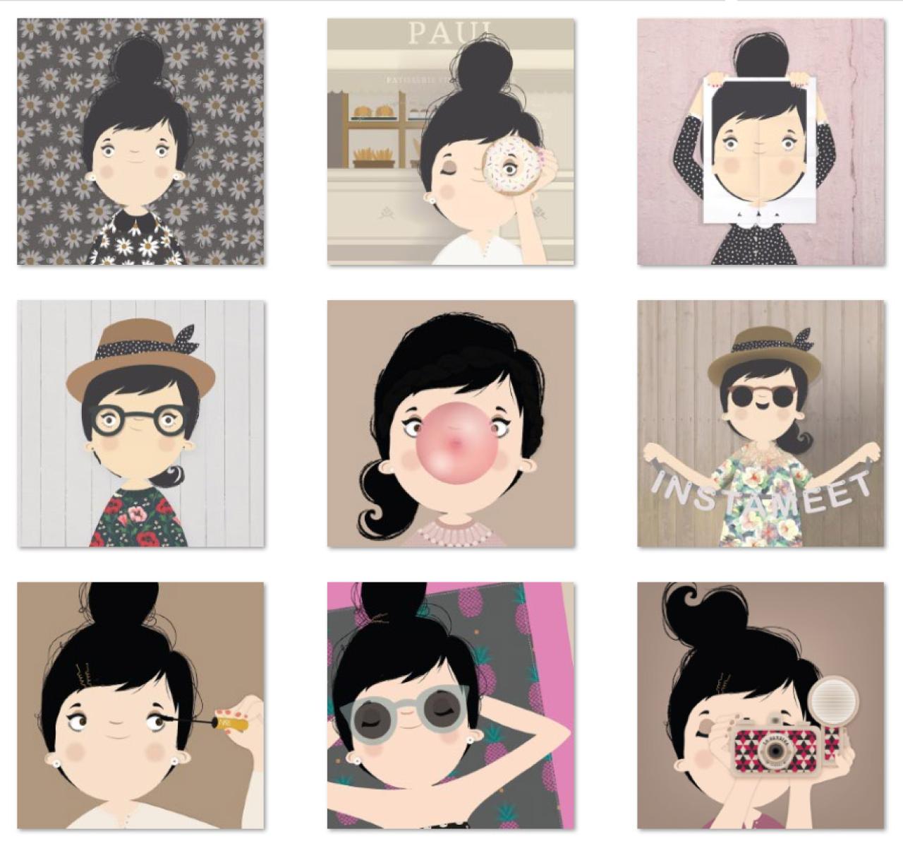 插画风格可爱女生大头头像 预览图