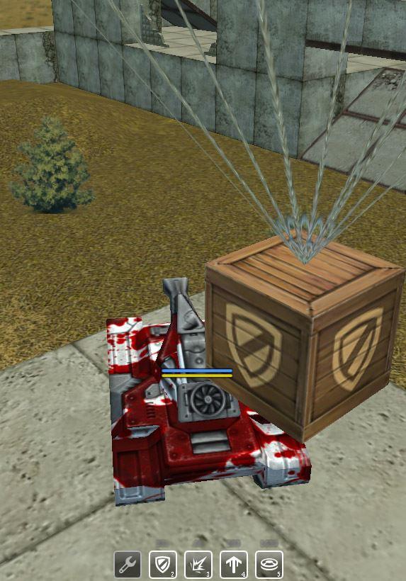 《3D坦克》中，正在空投的新版标识的双倍护甲箱子和改版后底部局中的道具栏