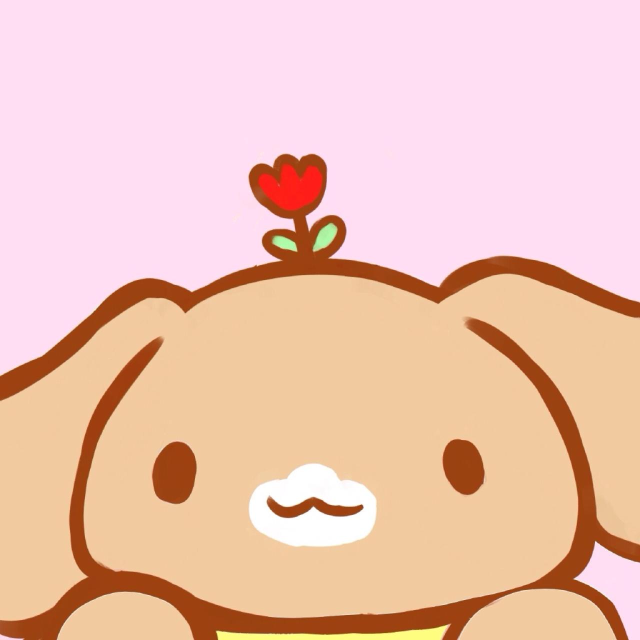 棕色顶着鲜花的Cinnamoroll肉桂狗扒在窗口头像