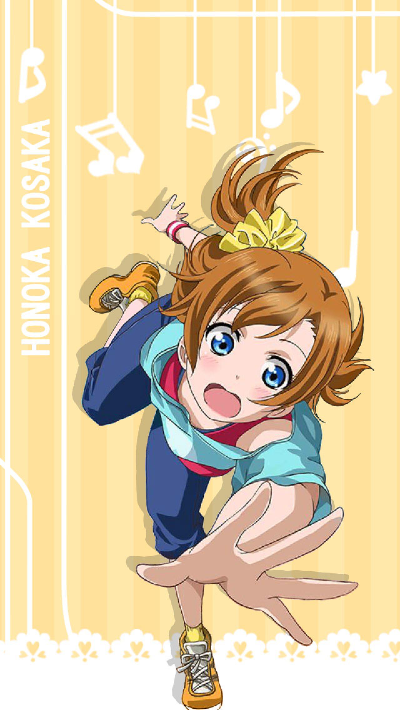 高坂穗乃果摔倒橙色音符手机锁屏壁纸