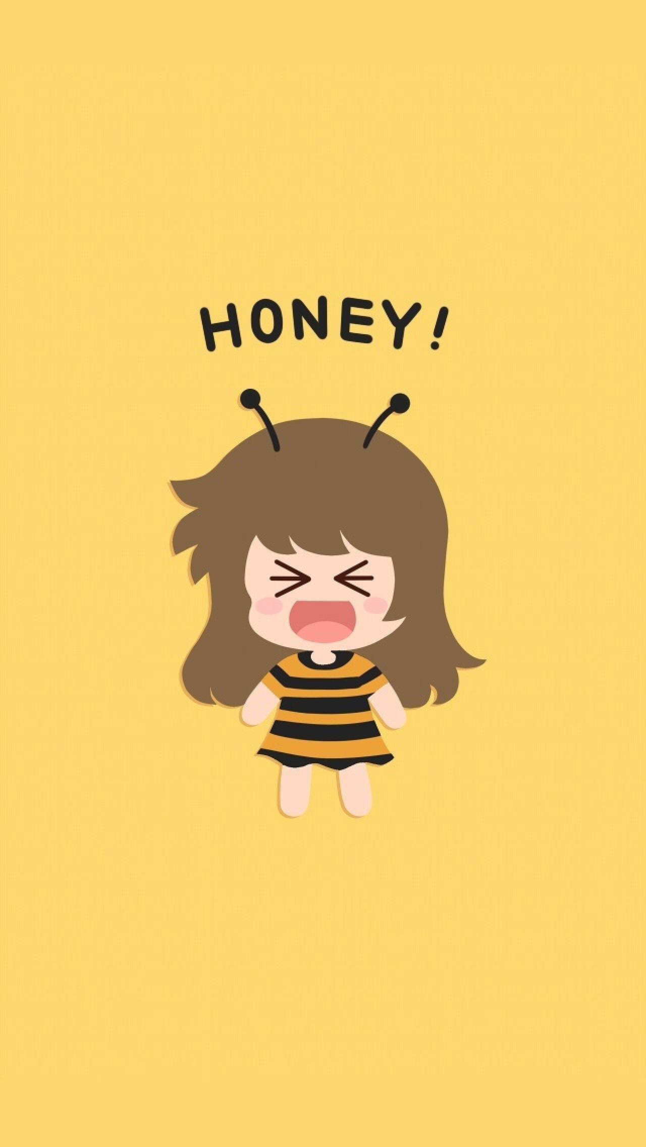妮玛扮作小蜜蜂闭眼卖萌：HONEY！（亲爱的！）情侣锁屏壁纸