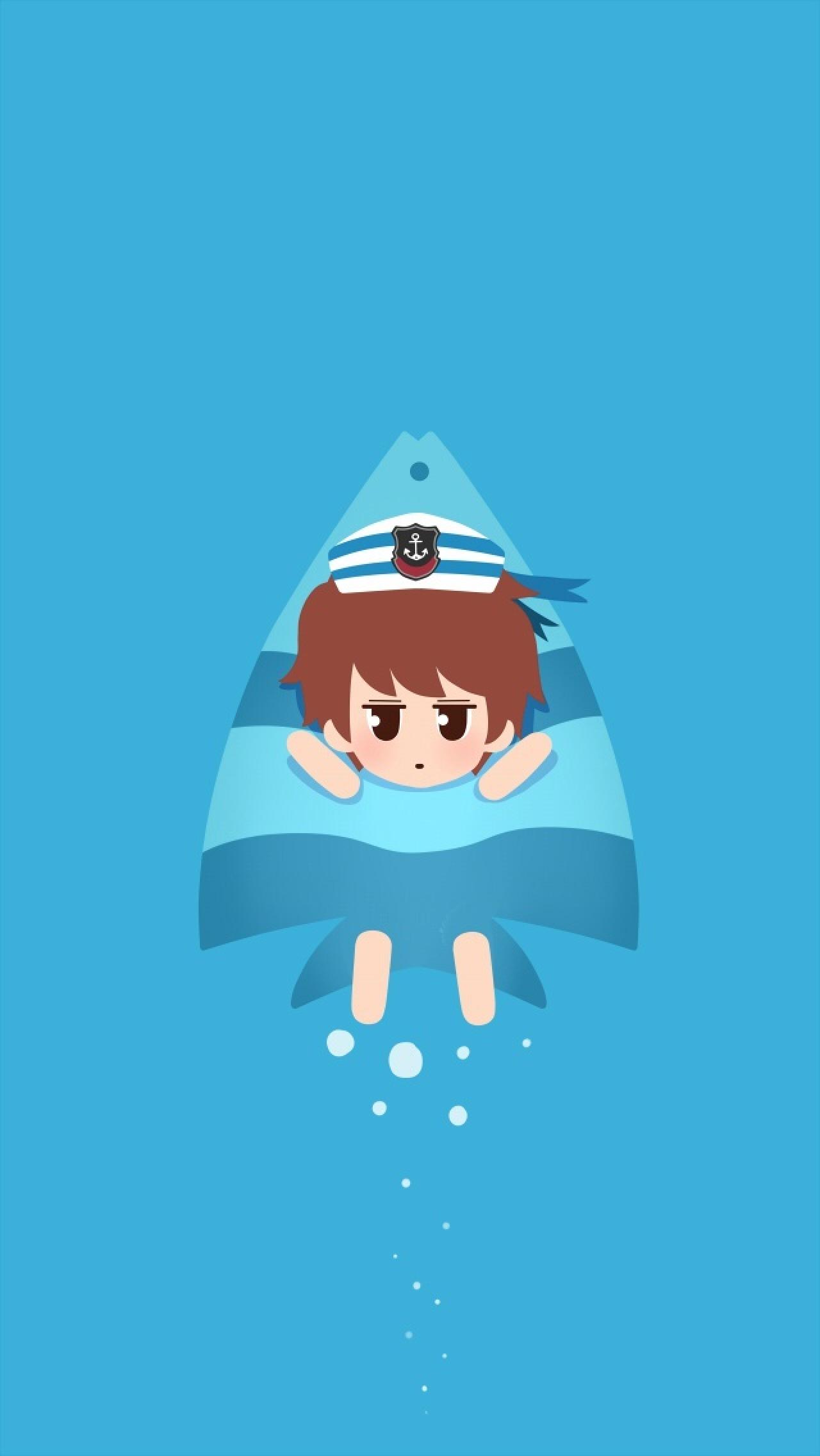 王小明穿着水手服扮成金鱼在海底情侣锁屏壁纸