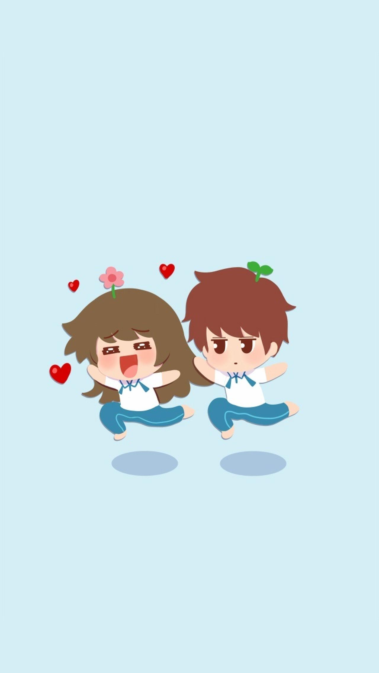 头顶鲜花的妮玛戴着头顶小草的王小明边卖萌边飞情侣锁屏壁纸