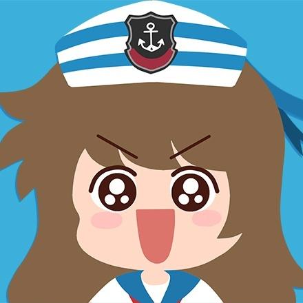 瞪大眼睛，神采奕奕的妮玛海军衫情侣头像（蓝色系）