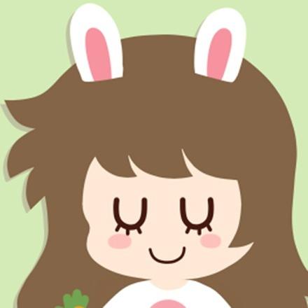 戴着睫毛，闭眼的兔耳朵妮玛情侣头像（单张，绿色系）