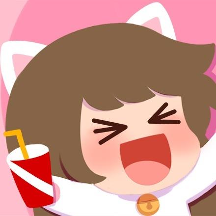 闭眼享受可乐的猫耳朵妮玛情侣头像（粉色系）