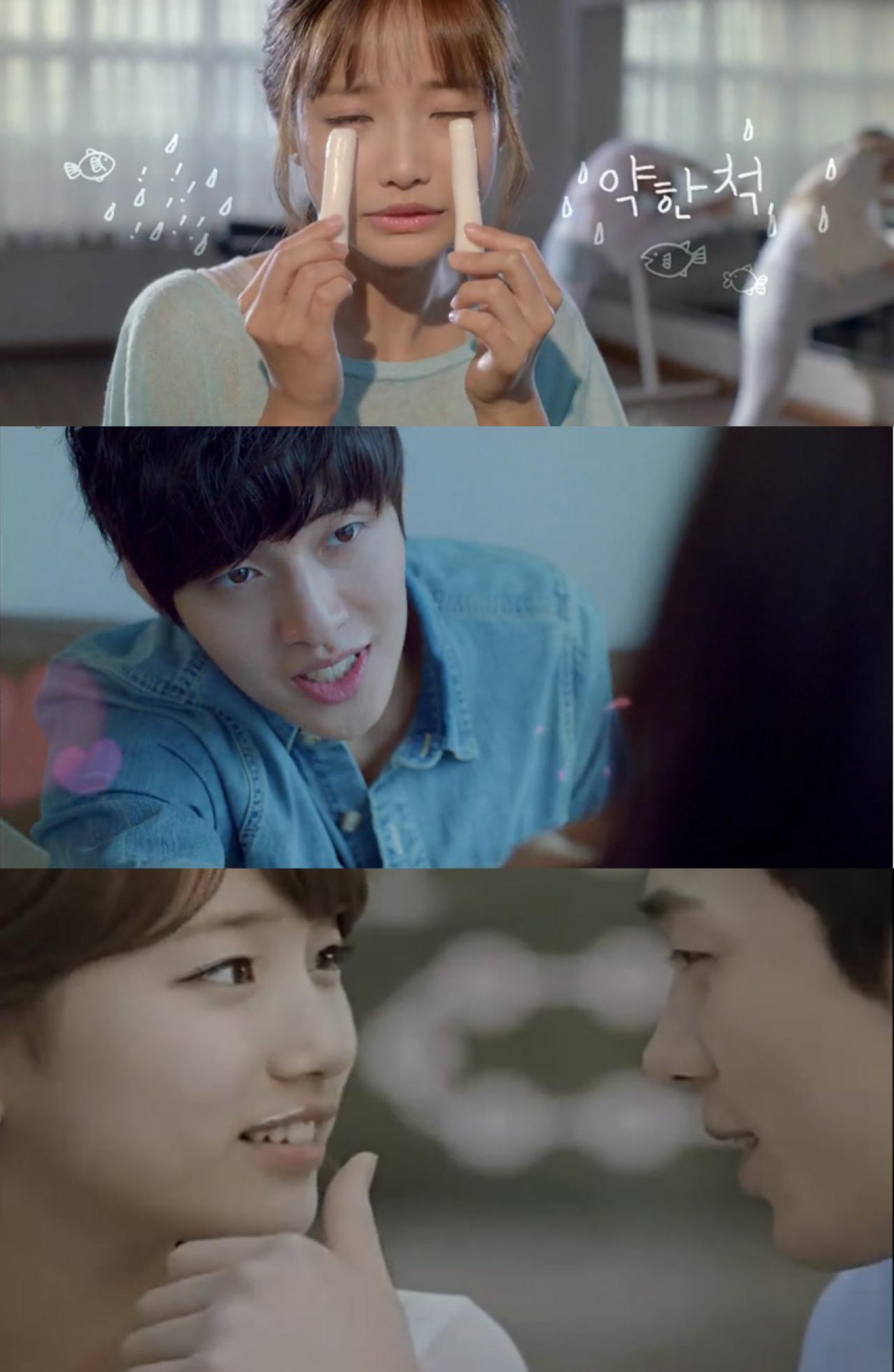 Denmark Milk草莓牛奶和袖珍奶酪卖萌广告 部分萌剧照 河妍秀卖萌假哭，姜河那擦河妍秀嘴角奶渍