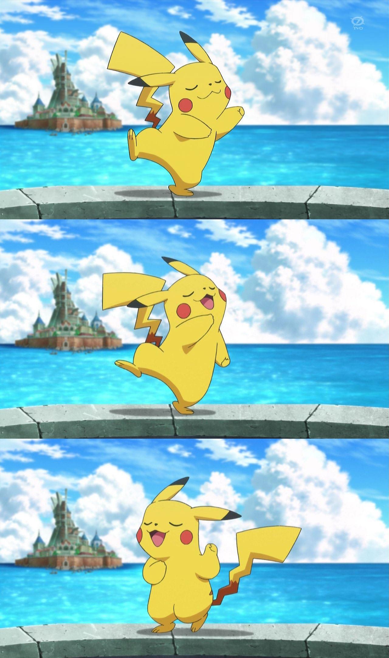 皮卡丘随着音乐跳舞的节奏舞步