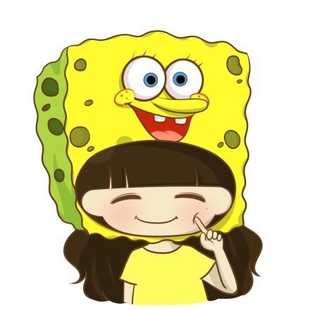 戴着海绵宝宝帽子的小希戳脸头像