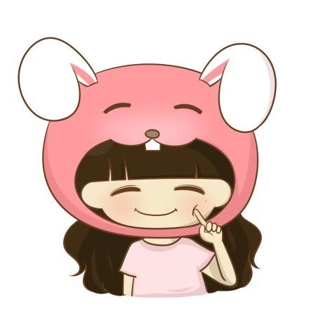 戴着粉色门牙兔帽子的小希戳脸头像