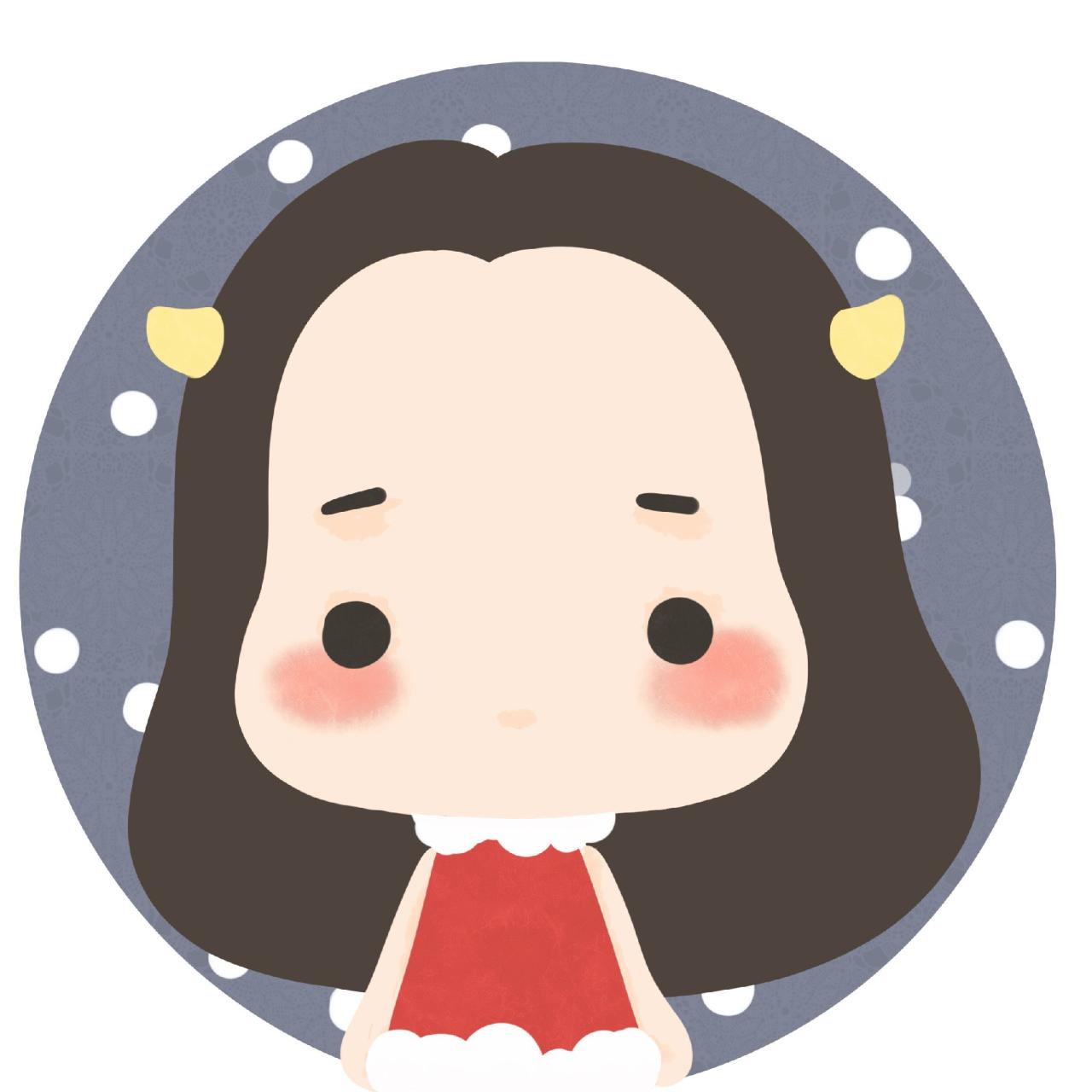 紫色背景加彩色圆点装饰的牛轰轰呆萌头像