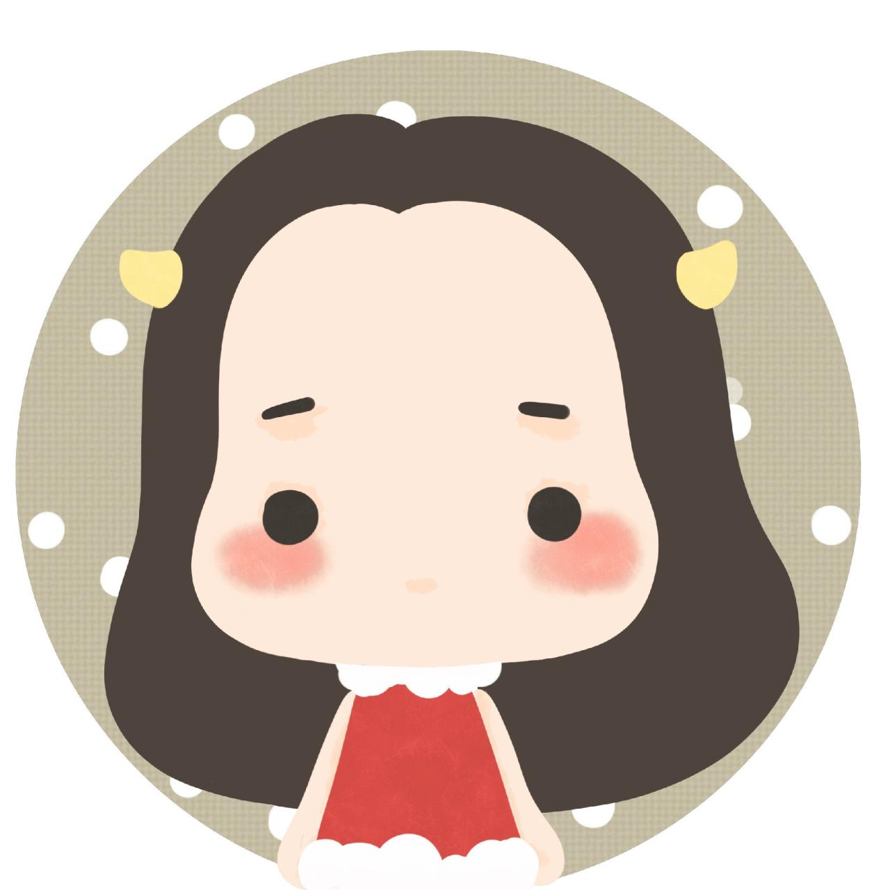 绿色背景加彩色圆点装饰的牛轰轰呆萌头像