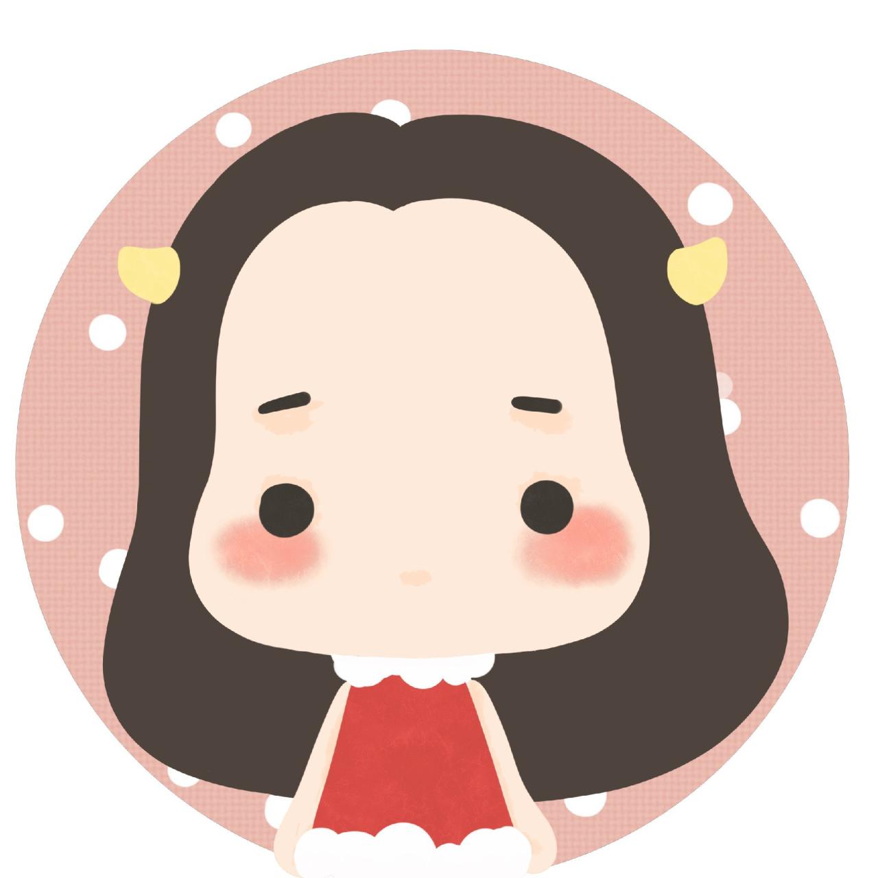 橘红色背景加彩色圆点装饰的牛轰轰呆萌头像