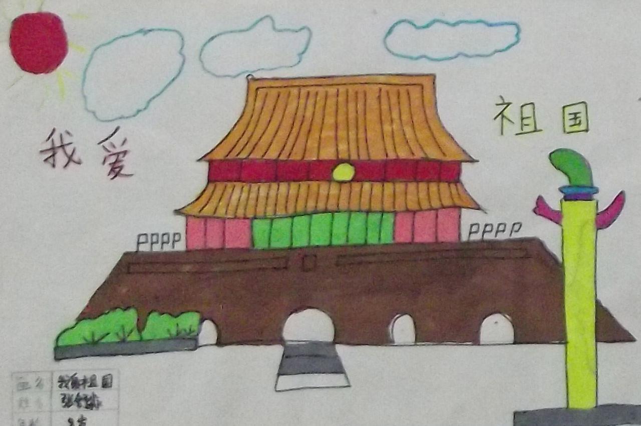 我爱祖国 张舒淼画（八岁）