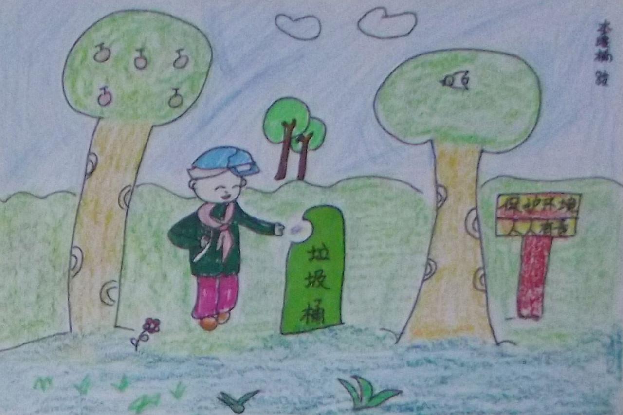 不乱扔垃圾，保护环境 李璎楠画（八岁）