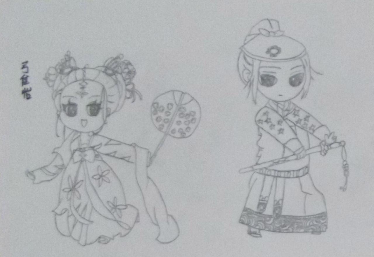 古装卡通少男少女 弓佳怡画