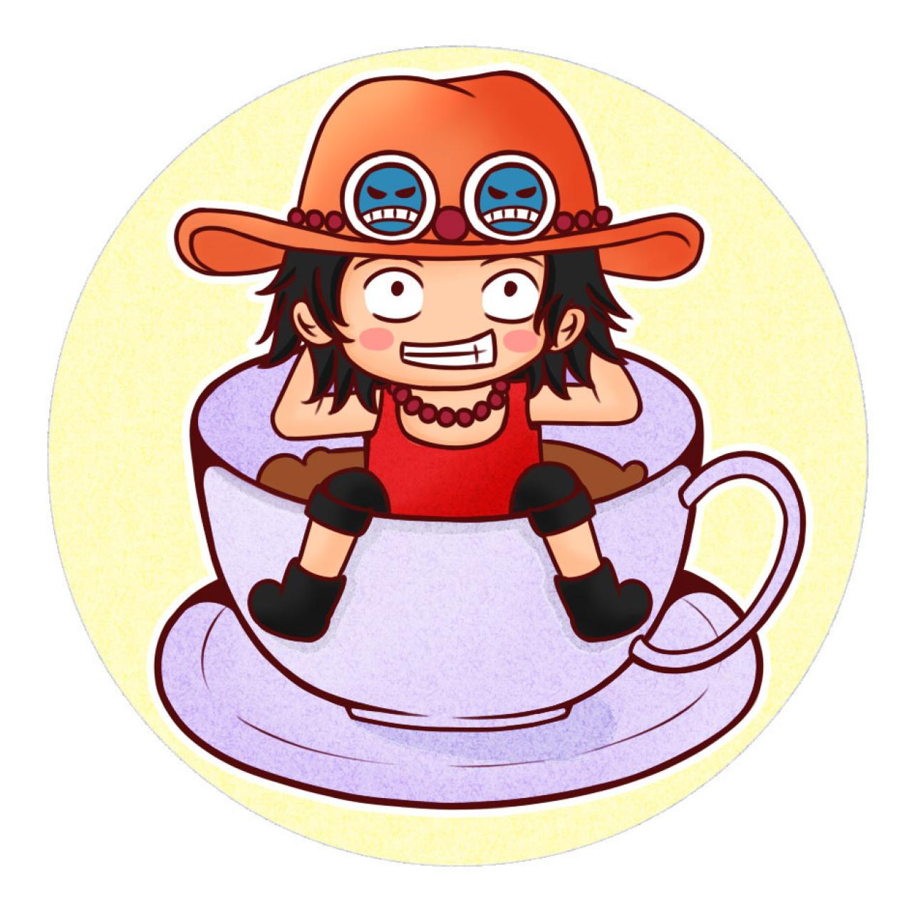“路飞哥哥”波特卡斯·D·艾斯坐在咖啡杯里的头像
