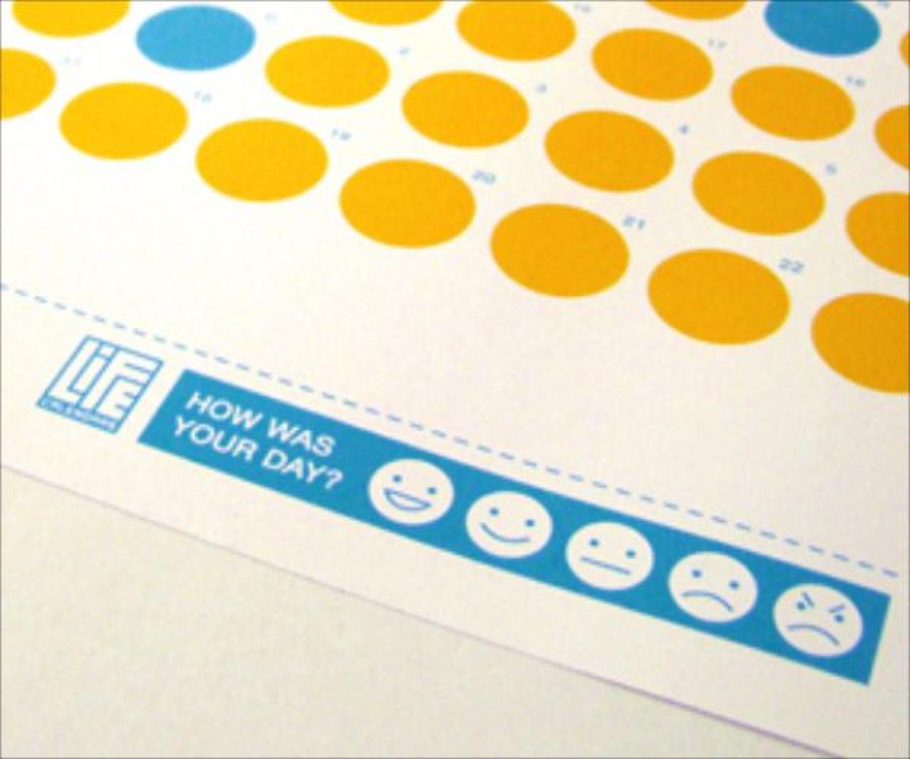 心情日历上非常高兴、高兴、平静、难过、生气的五种表情图例