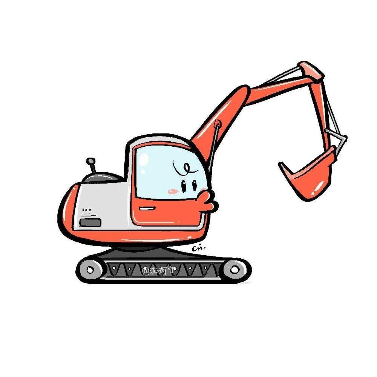 红色挖掘机嘟嘴卖萌头像