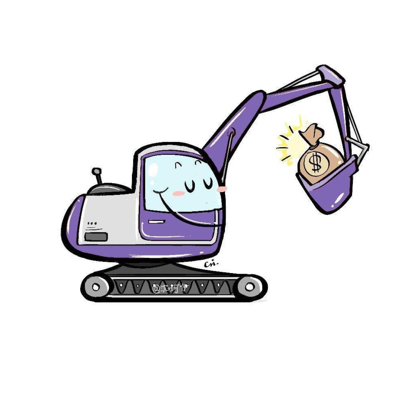 紫色挖掘机拿着钱袋子头像