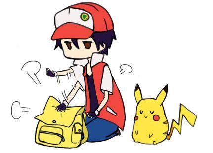 小智拍了拍背包，整理完毕。皮卡丘也放松一笑。