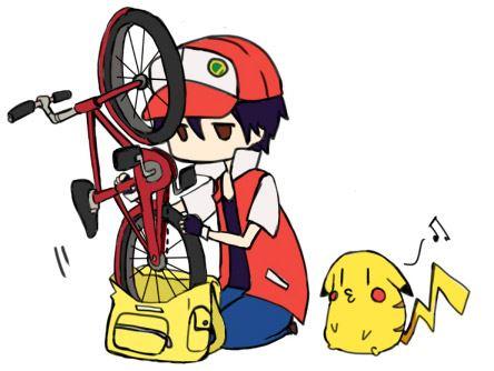 小智往背包里塞山地车，皮卡丘嘟嘴哼起了曲子