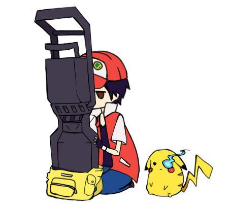 小智往背包里塞黑岩射手的BLACK★ROCK CANNON大炮，皮卡丘右眼扮演了黑岩射手形象