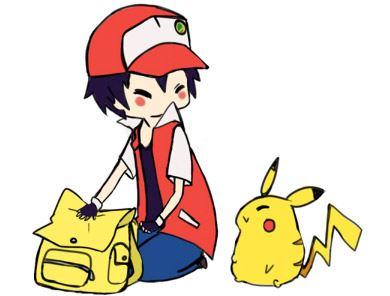 小智和皮卡丘都腼腆脸红地笑了