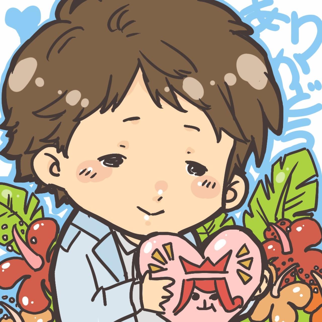 卡通智君捧着桃心头像