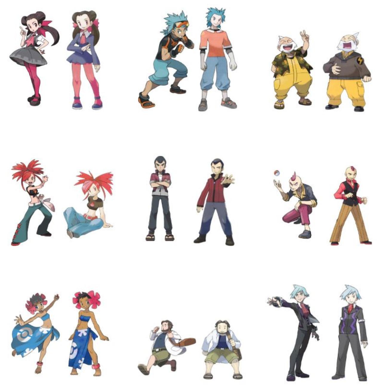 口袋妖怪终极红宝石版始源蓝宝石版道馆馆主、四天王及小田卷博士新旧人物立绘 预览图