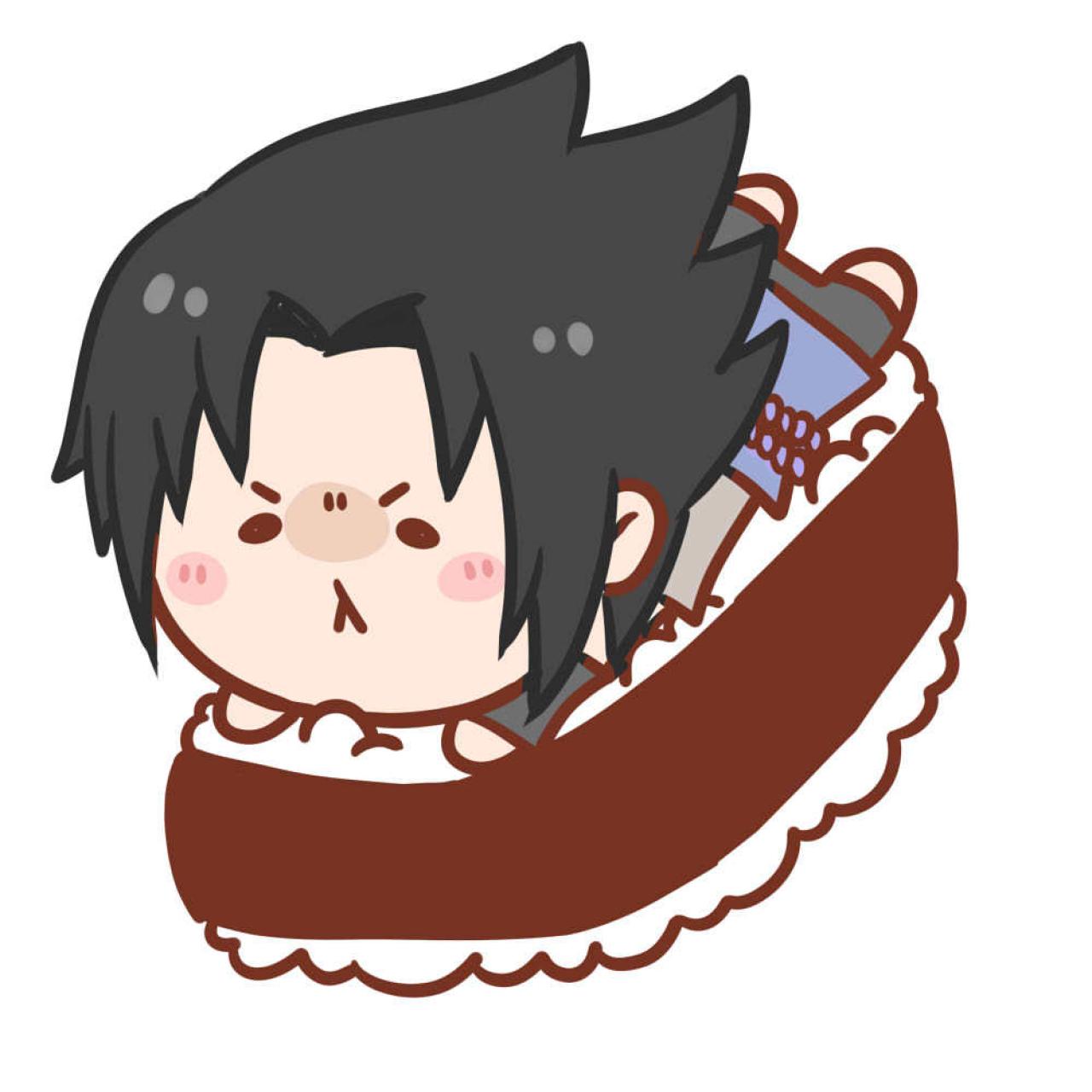 腰上围着蓝色袍子的宇智波佐助寿司头像