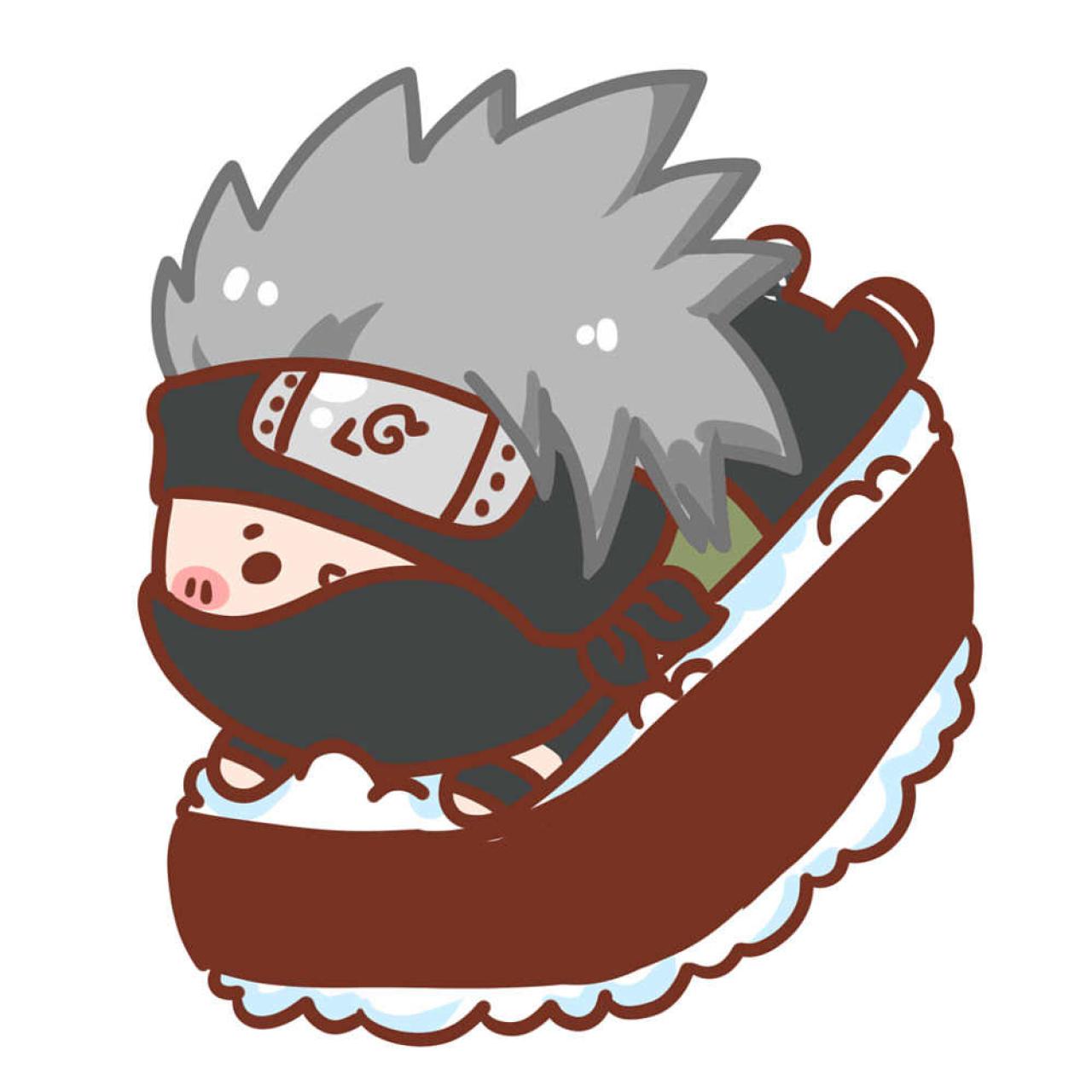 戴着黑色面罩、灰色头发的旗木卡卡西寿司头像