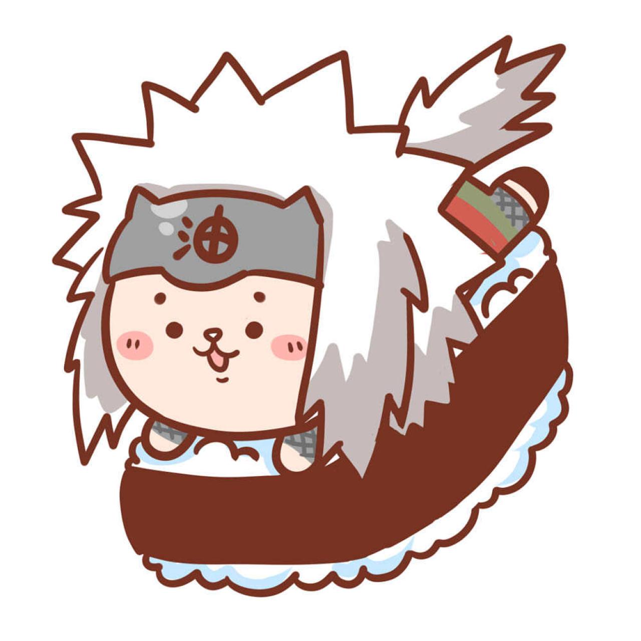 白色头发头上围着头巾写着“油”字的自来也寿司头像