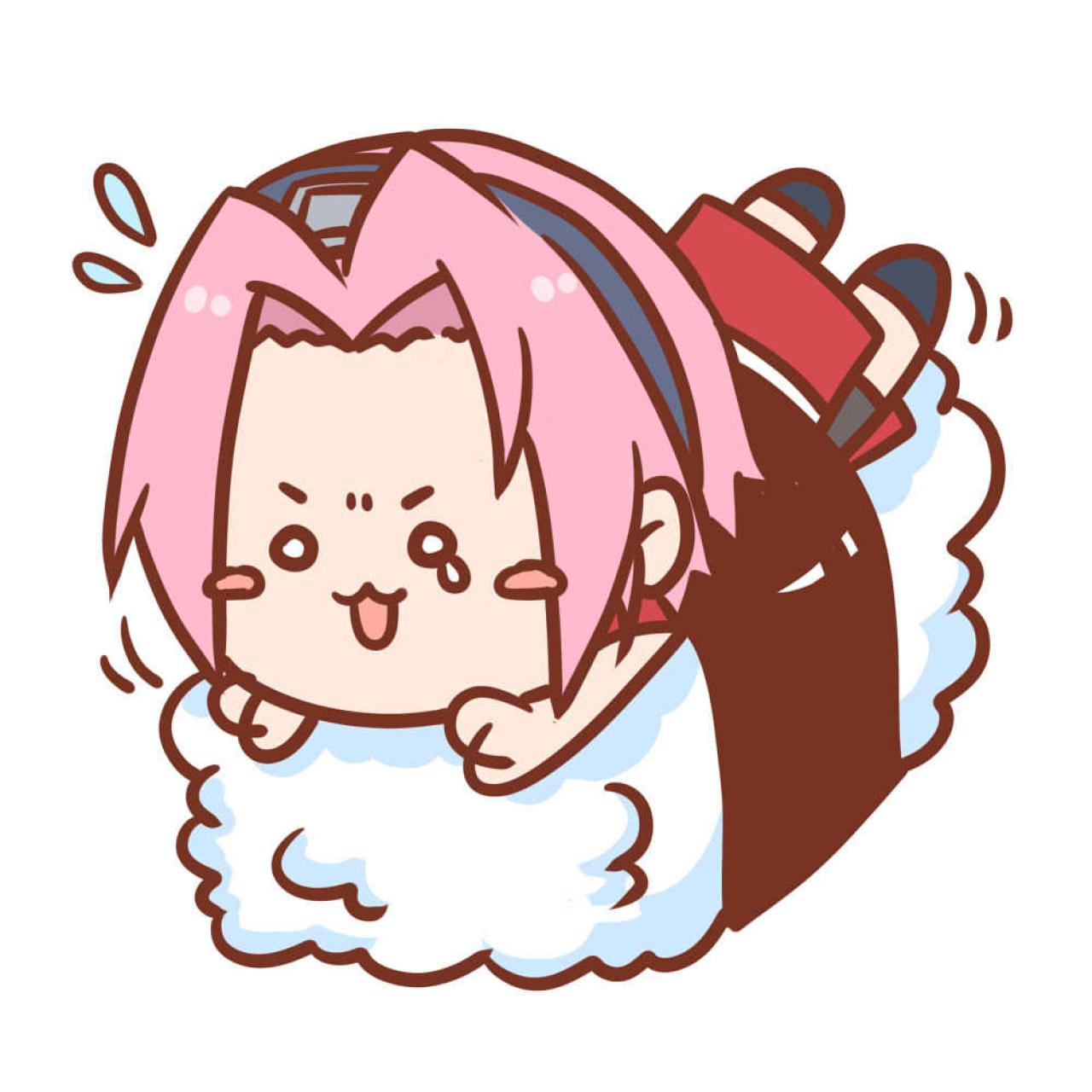 粉色头发女主角之一春野樱挣扎流泪的寿司头像