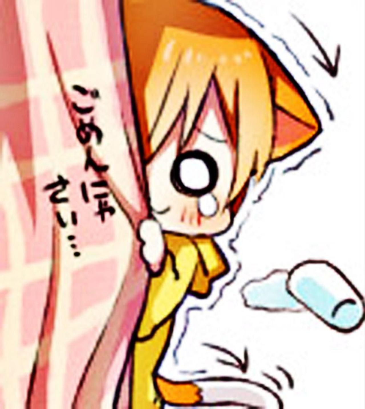 星空凛打翻了杯子，躲在窗帘背后害怕发抖的萌化猫咪表情