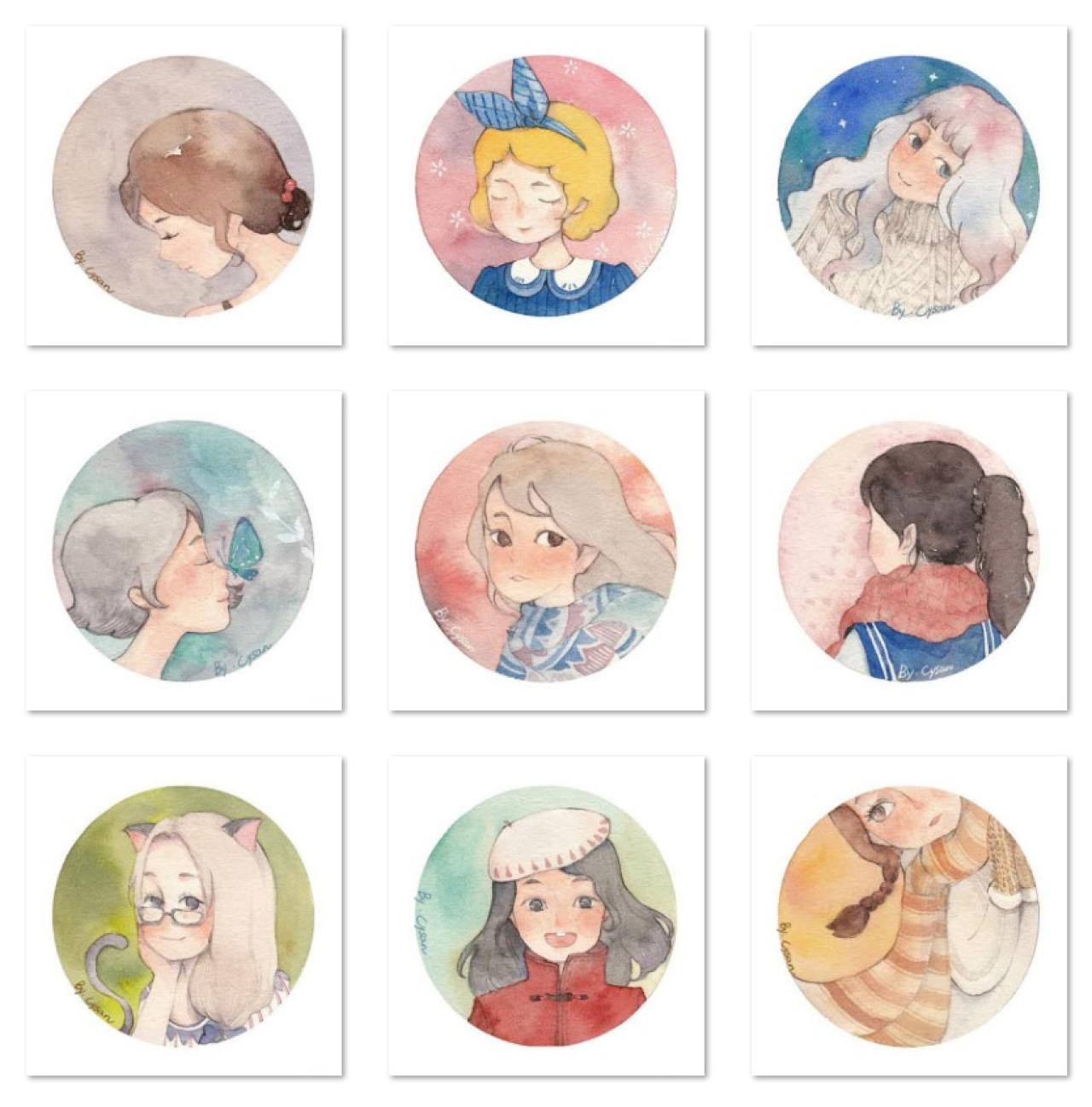 Cysan少女水彩头像 预览图