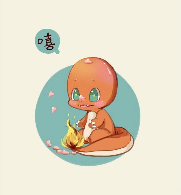 小火龙用自己尾巴上的火焰烤火取暖的头像：嘻