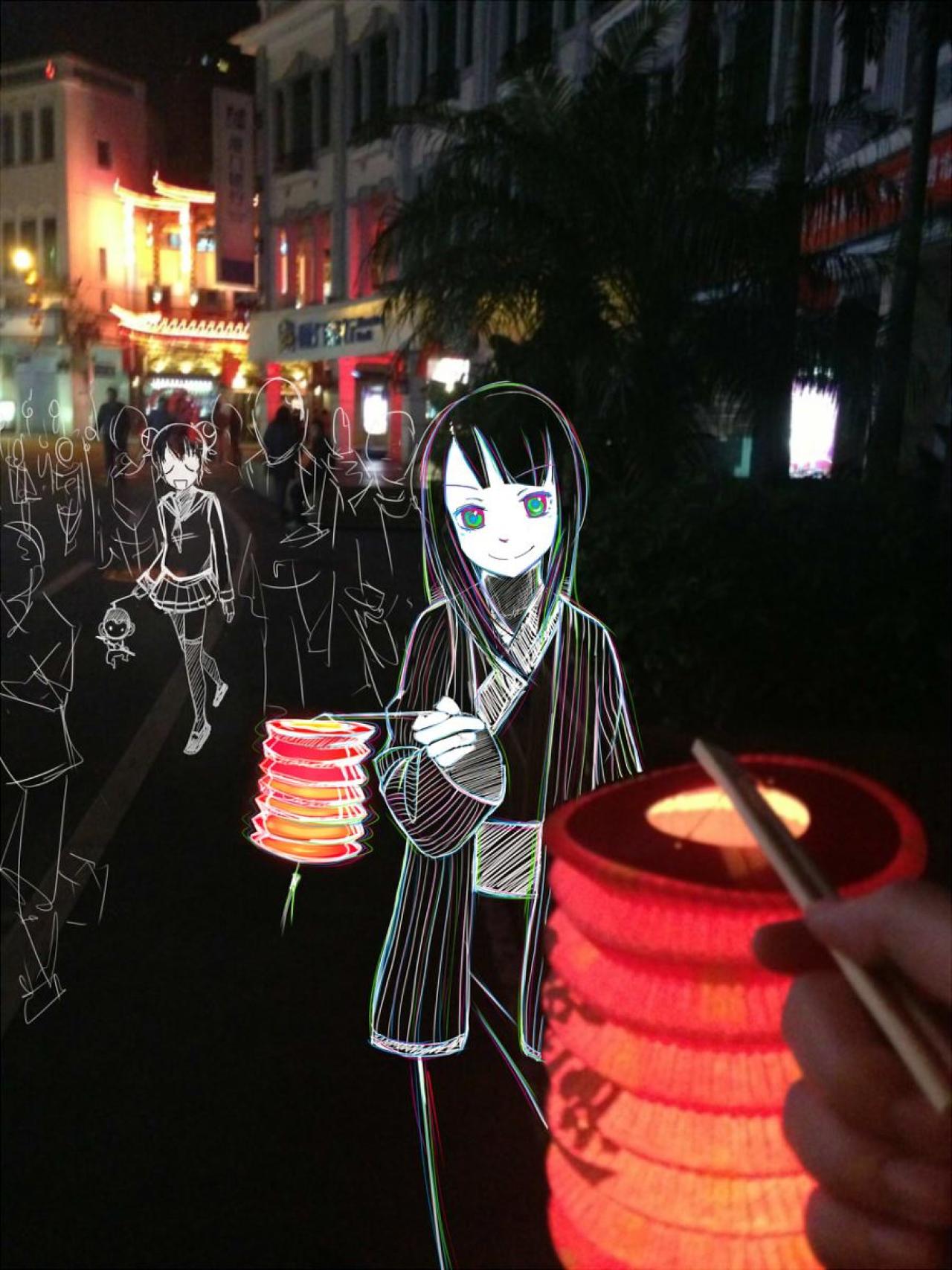 二次元女友提灯逛街