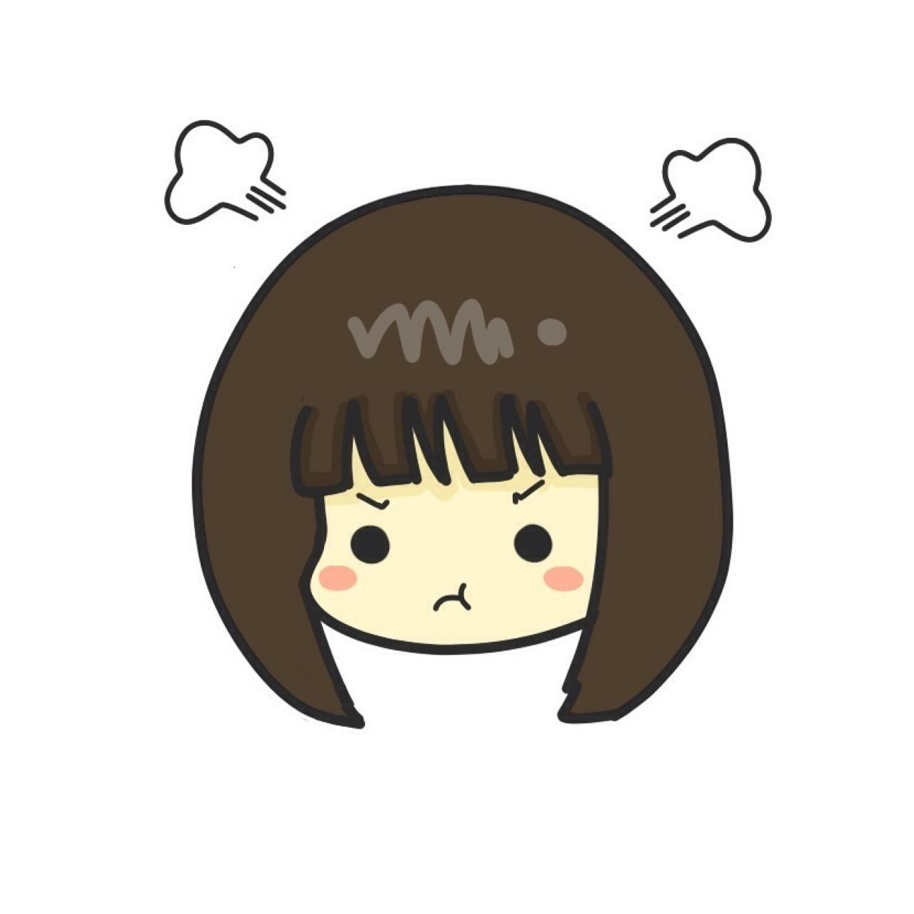 生气撇嘴的褐色短发女生头像