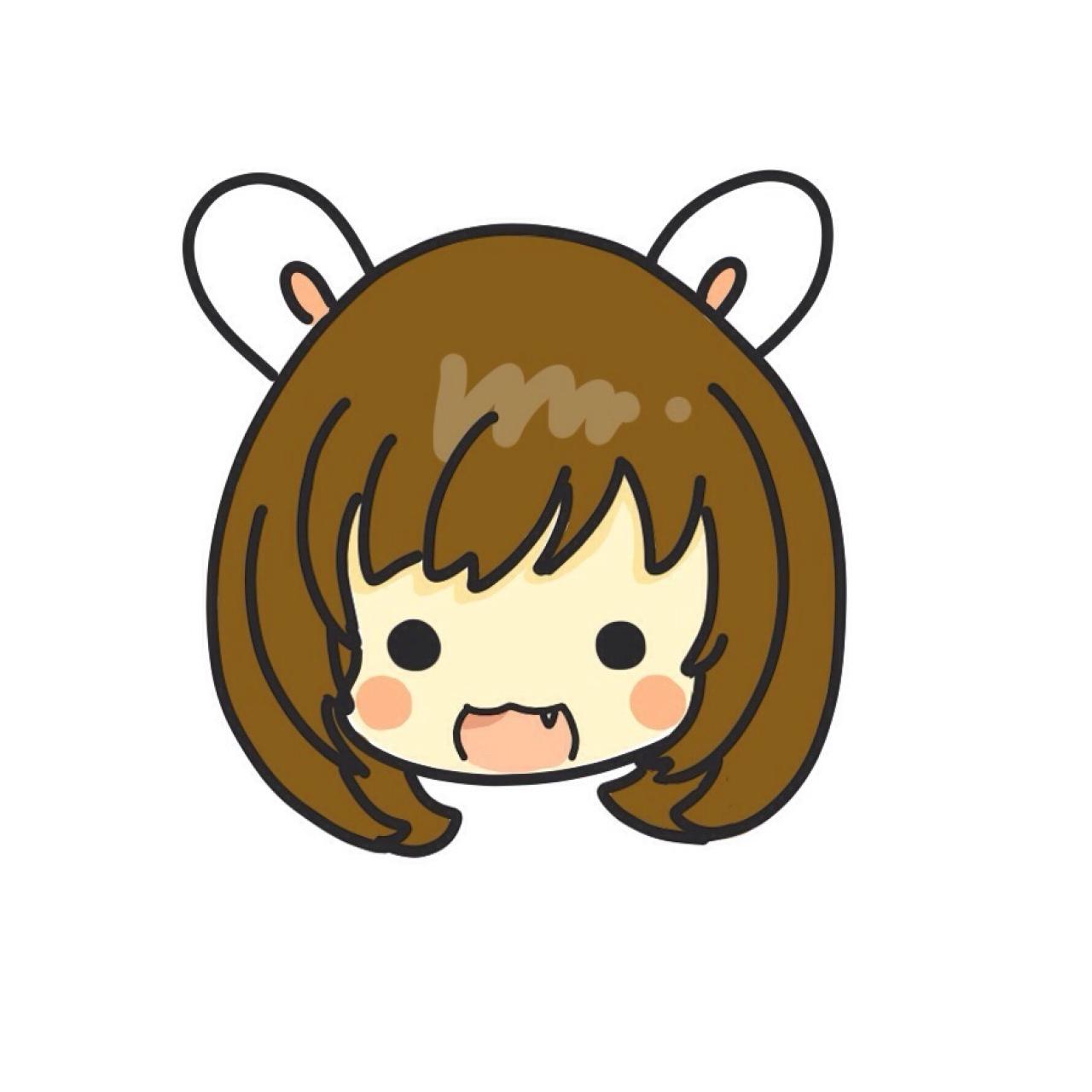 戴着兔耳朵的棕色短发女生头像