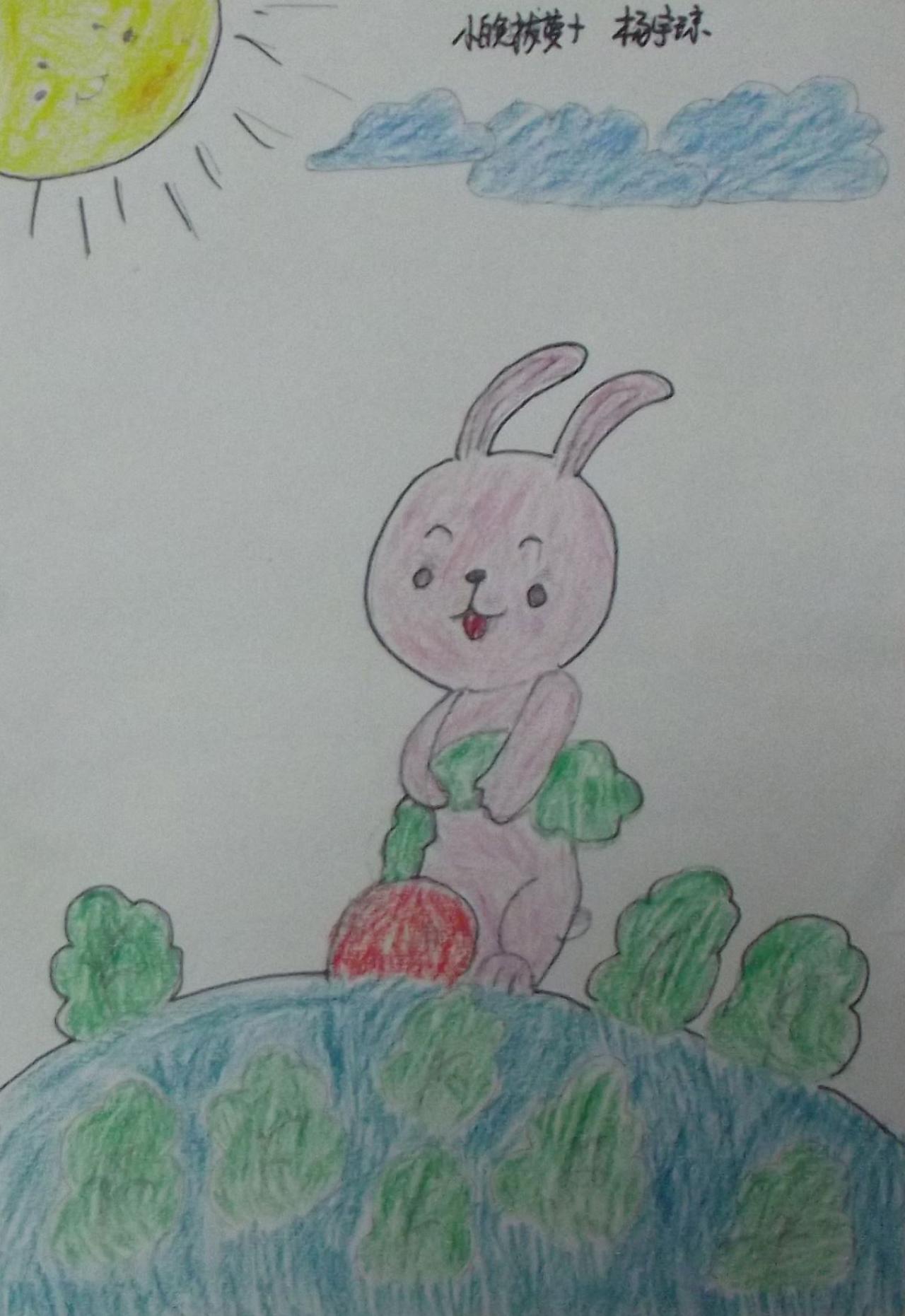 小白兔拔萝卜 杨宇琼画