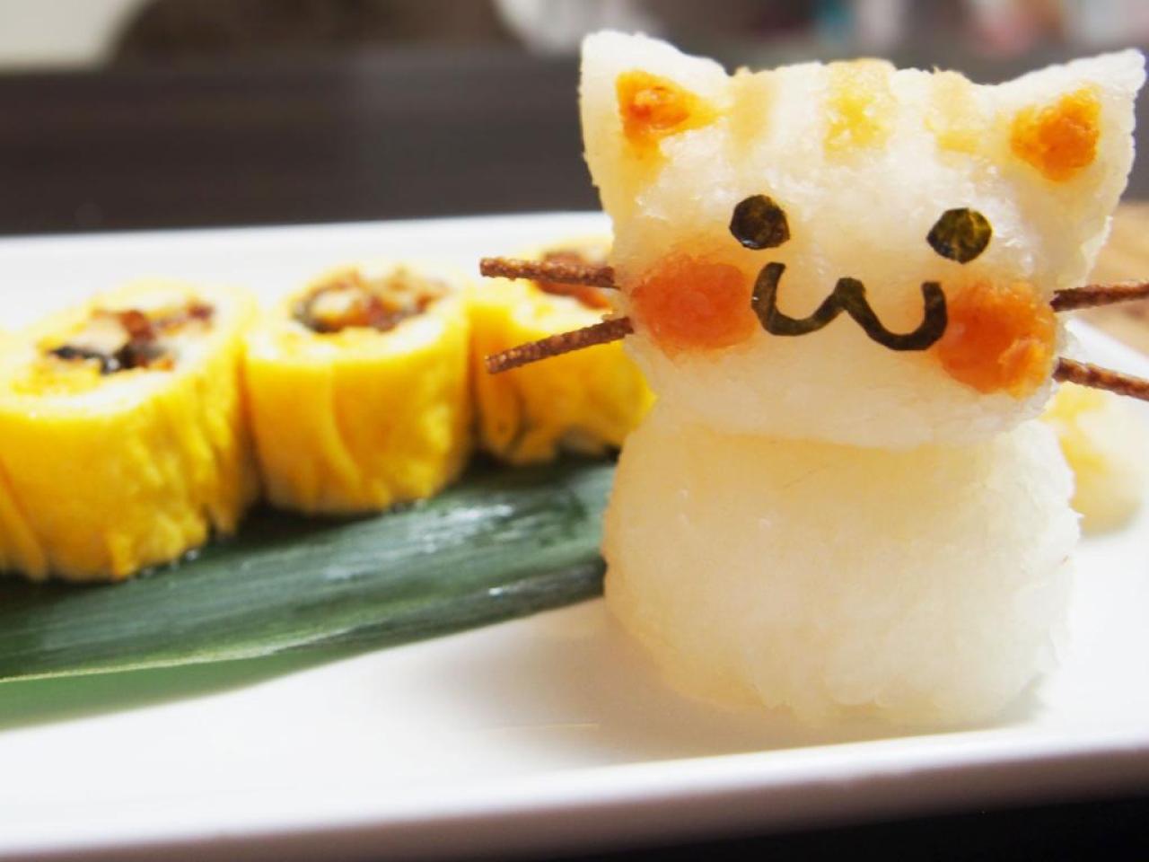 萝卜泥制成的虎猫先生正面照