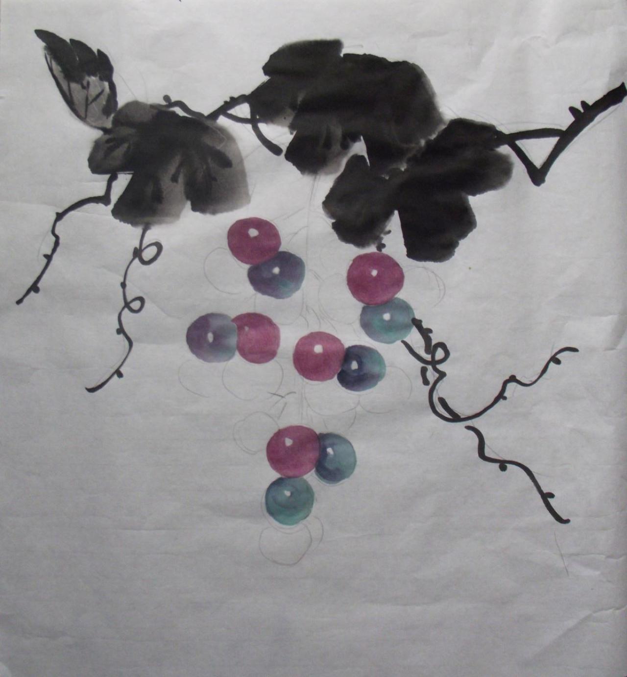 第五步，画后面的葡萄