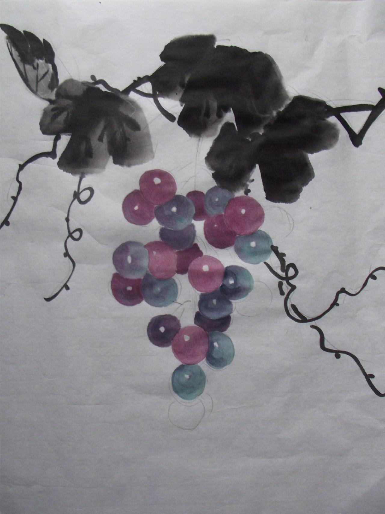 第六步，画后面的葡萄